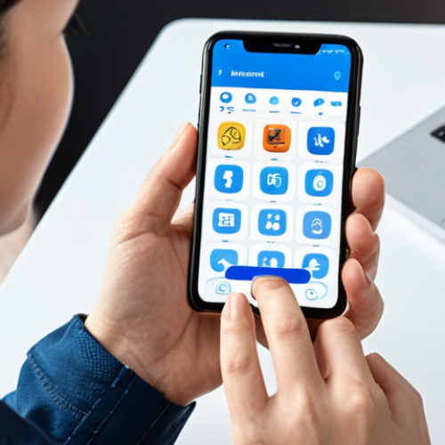 Home 11 A person happily using a smartphone with a friendly AI assistant interface. The background shows various icons representing 24/7 availability, easy communication, and helpful information. The overall feeling is convenience and accessibility.